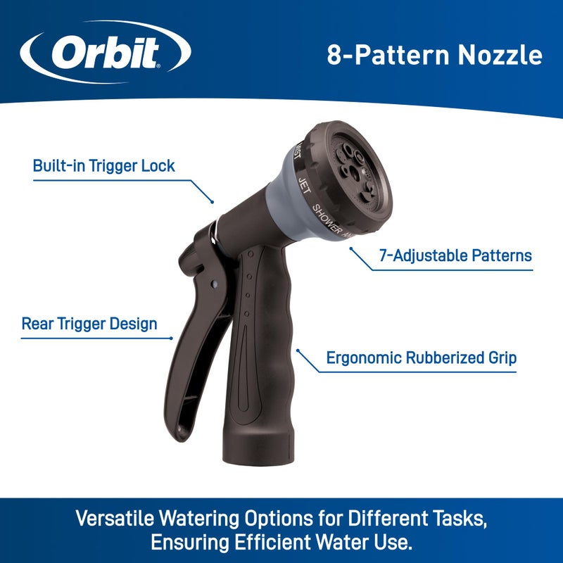 Orbit 26382 Coil Garden Hose, 25 Feet, with 8-Pattern Hose Nozzle (Gray) - Image 2